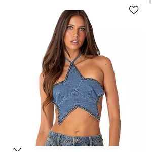 Edikted denim studded star shirt